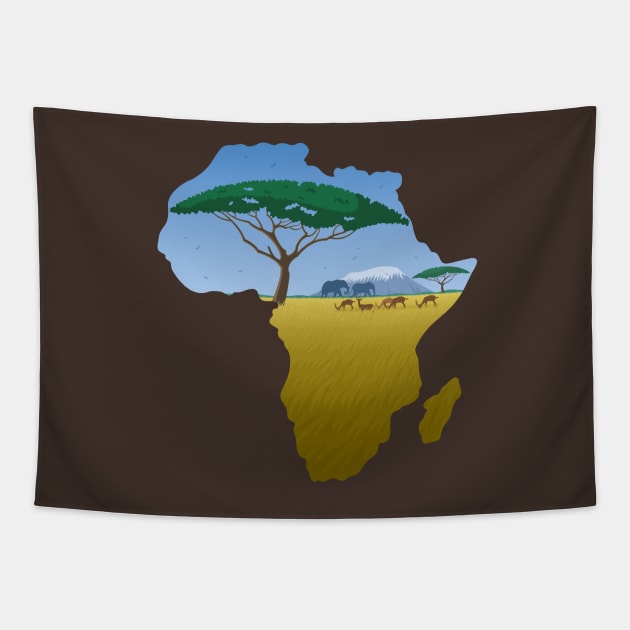 Africa Map Landscape 2 Tapestry by Malchev