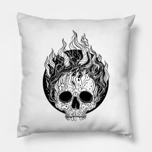 Skull on Fire Pillow