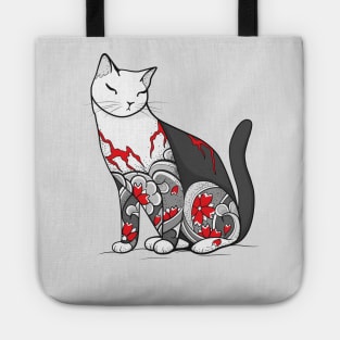 Cat in Cherry Blossom Tattoo Tote