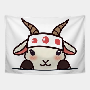 Sneaky japanese goat so cute Tapestry