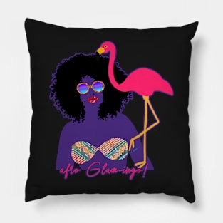 Afro-GLAM-ingo! Glamorous Woman in Bikini | Cherie's Art(c)2022 Pillow