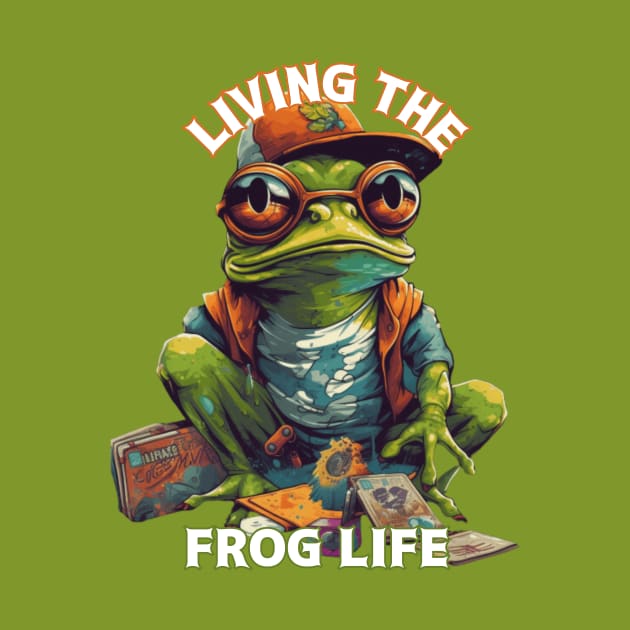 Living the Frog Life, frog t-shirts, t-shirts with frogs, Unisex t-shirts, frog lovers, animal t-shirts, gift ideas, fused fashion, frogs by Clinsh Online 