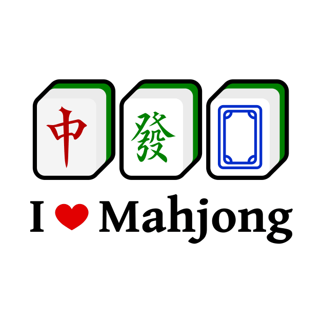 I Love Mahjong - Black | Mahjong Tiles, Cantonese Game Sticker by PawaPotto