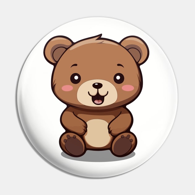 Cartoon Cute Kawaii Adorable Brown Bear Pin by SimplyIdeas