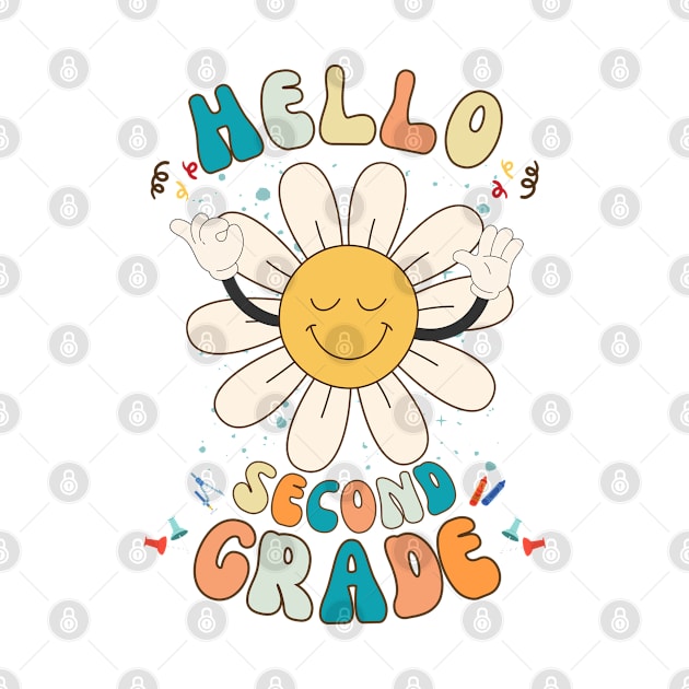 Hello 2ND Grade Groovy Peaceful Flower Smile Back To School by GIFTGROO