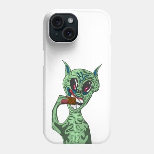 Spooky Cartoon Alien Eating A Chocolate Bar Phone Case