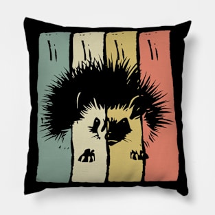 Hedgehog Silhouette | Retro Autumn Forest Animal Pillow