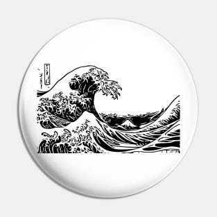 Tsunami | The Great Wave Off Kanagawa | Katsushika Hokusai | Line art Pin