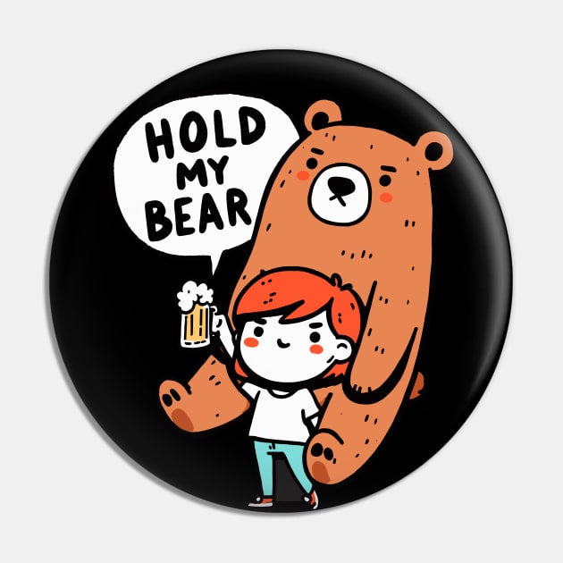 Hold my Beer Bear Girl Pin by DoodleDashDesigns