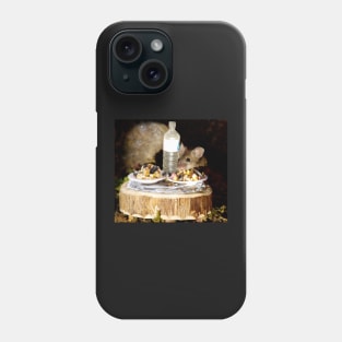 Wild  house garden mouse eating at a table Phone Case