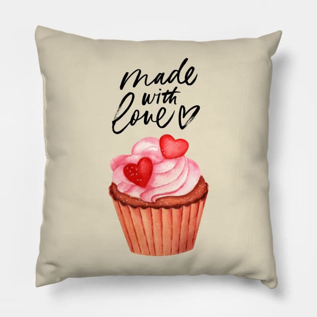 Love Cupcake Made with Love Tee Pillow by Lovli Lakin Designs