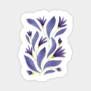 Very Peri Flowers and leaves, violets, floral pattern, periwinkle Magnet