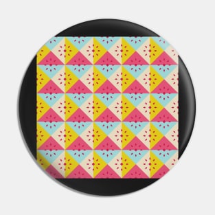 Funky Squares Blue Yellow Pink Pin