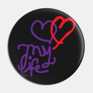 LOVE MY LIFE Tee Red Heart Purple Pin