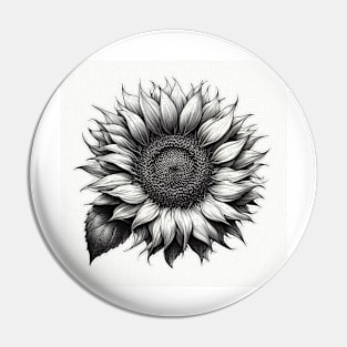 Sunflower sketch black and white Pin