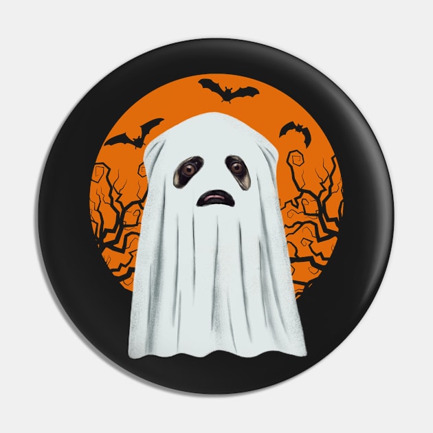 Funny Ghost Pug Pin by Luna Illustration