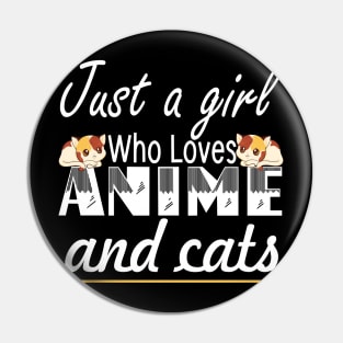 Anime and Cats Lover for Teen Manga kawaii Graphic Otaku Pin