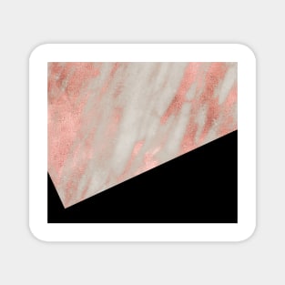 Rose gold marble - classic black Magnet