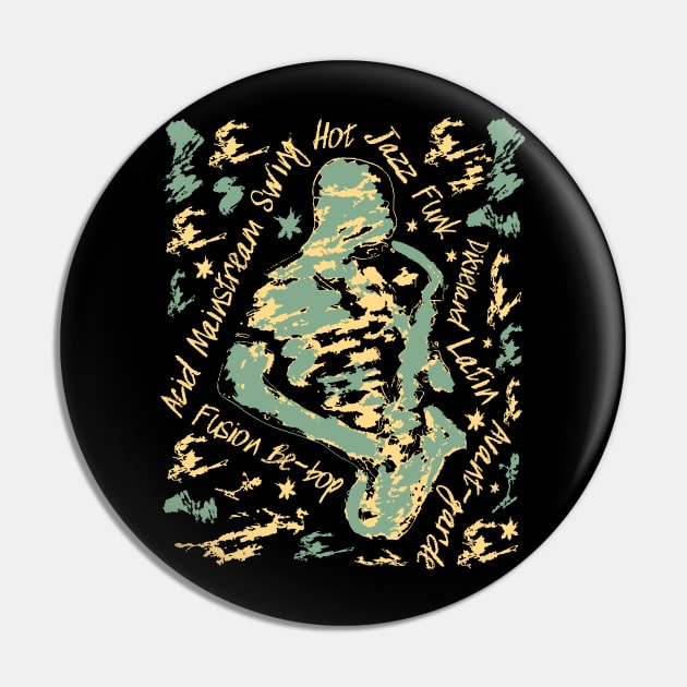 Saxophone Musician With Jazz Genres Creative Style Pin by jazzworldquest