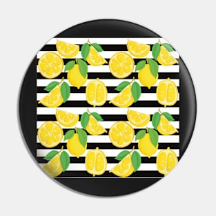 Pattern with lemons on blackandwhite  striped background Pin