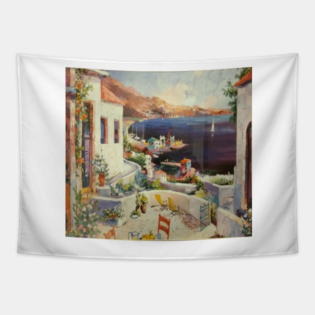 Lake oil painting Tapestry by nghoangquang