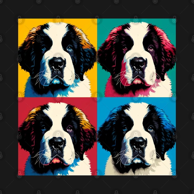 Pop Retro Saint Bernard Puppy Art Painting - Cute Puppy by PawPopArt