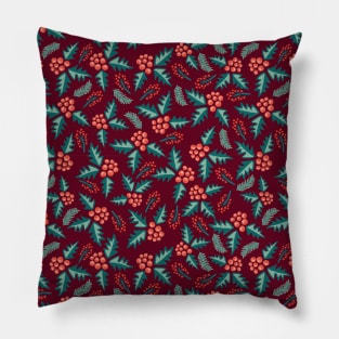 Mistletoes with branches and leaves on red Pillow