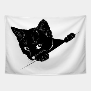 Black Cat Peeking Tapestry