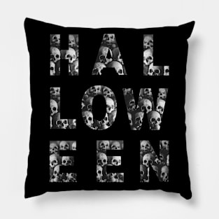 HALLOWEEN Scary Spooky Letters Made of Skulls Pillow