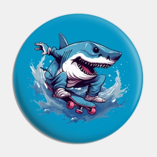 shark riding a skateboard Pin