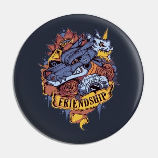 Digimon of friendship Gabumon - MetalGarurumon Tattoo Pin