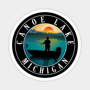 Canoe Lake Fishing Michigan Sunset Magnet