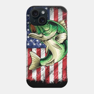 Bass Fishing American USA Flag Fisherman Phone Case