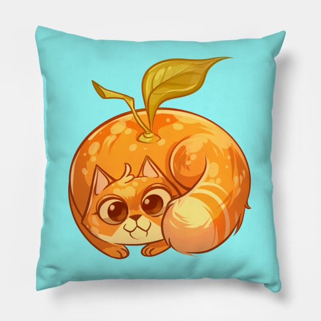 Tangerine Cat Pillow by Claire Lin