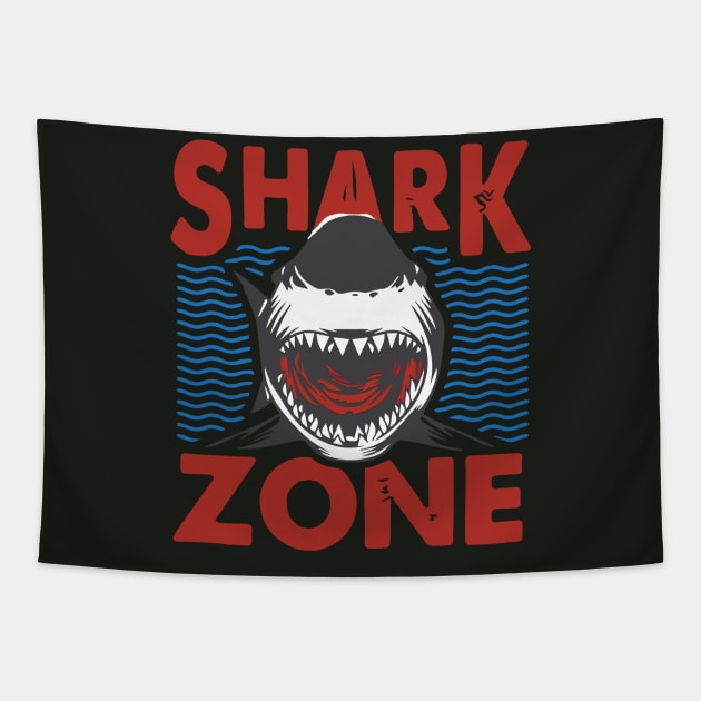 shark zone, shark jaws, shark attack, sharknado, shark land, Tapestry by illustraa1