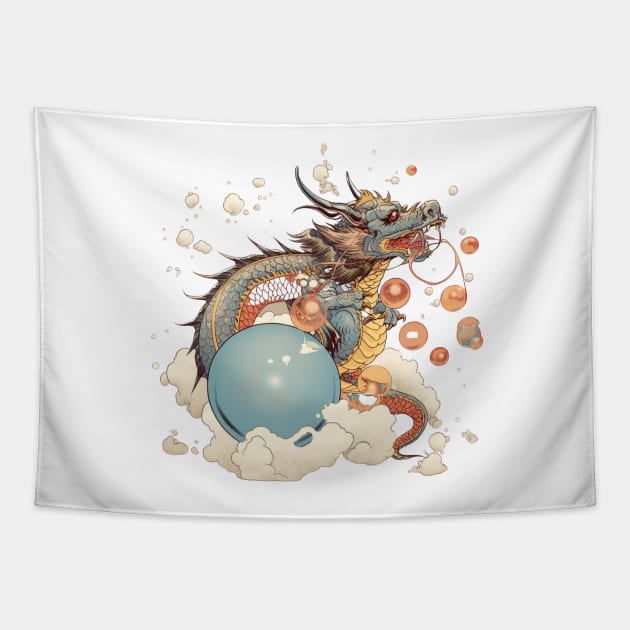 Japanese Dragon: A Classic Artistic Interpretation Tapestry by naars90