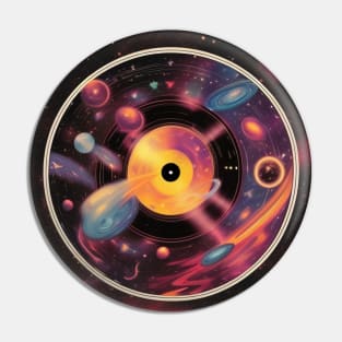Retro Futurism Galaxy Vinyl Record Pin