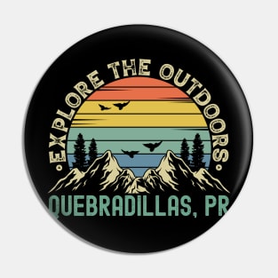 Quebradillas, Puerto Rico - Explore The Outdoors - Quebradillas, PR Colorful Vintage Sunset Pin