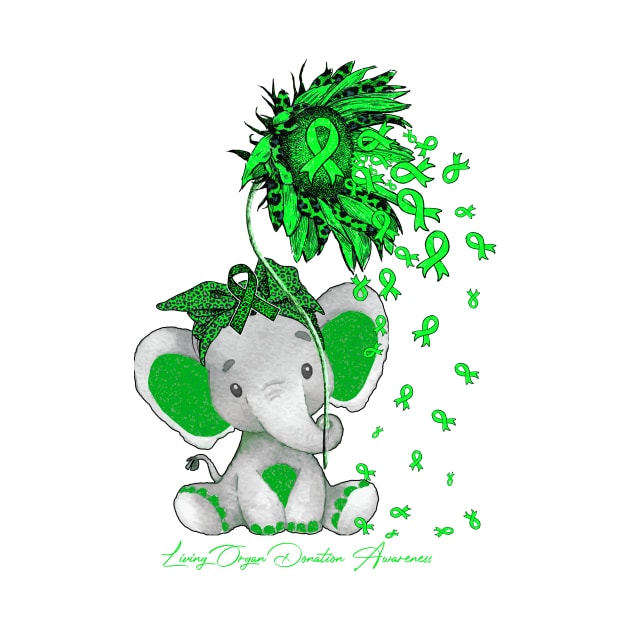 Living Organ Donation Awareness - Elephant Sunflower ribbon hope love by GaryFloyd6868