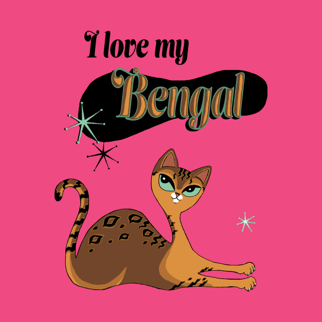 I Love My Bengal Cat Orange Pink by xenotransplant