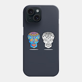 Set of Mexican sugar skulls with mustache Phone Case