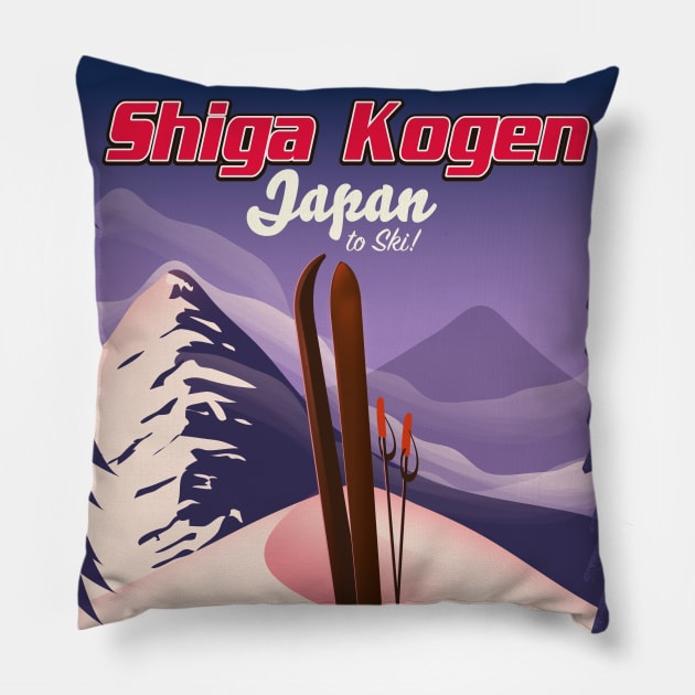 Shiga Kogen Japan to ski Pillow by nickemporium1