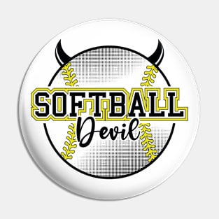 Softball Devil Black Pin