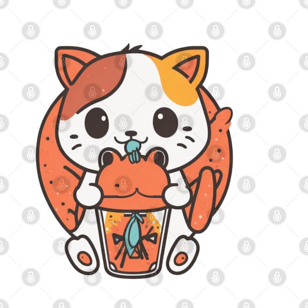 Kawaii Kitty With Drink by butterflyy