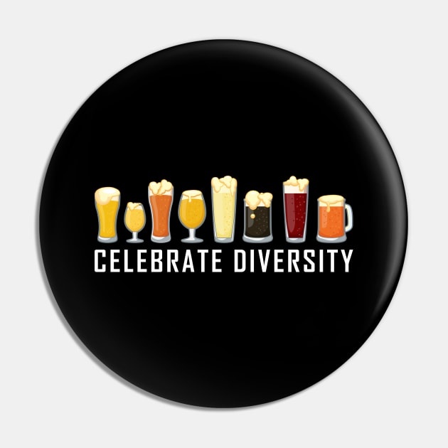 Celebrate Diversity Beer Gift Pin by Delightful Designs