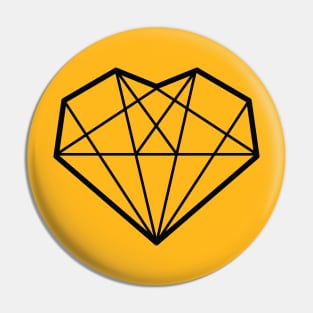 Geometric Black Diamond Heart Pin