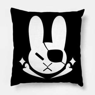 Bunny Rabbit Pirate with eye patch white Pillow