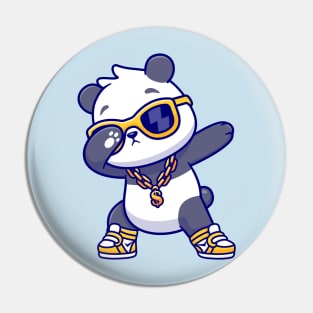 Cute Panda Dabbing Wearing Gold Chain Necklace And Glasses Cartoon Pin