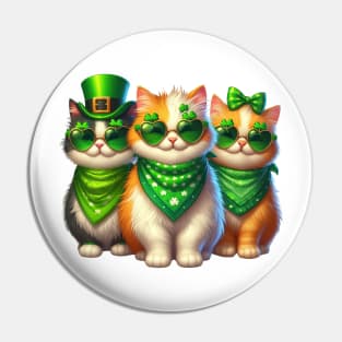 St Patricks Day Trio of Cats Pin
