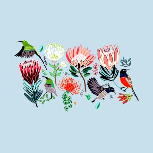 Sunbirds & Proteas On Grey T-Shirt